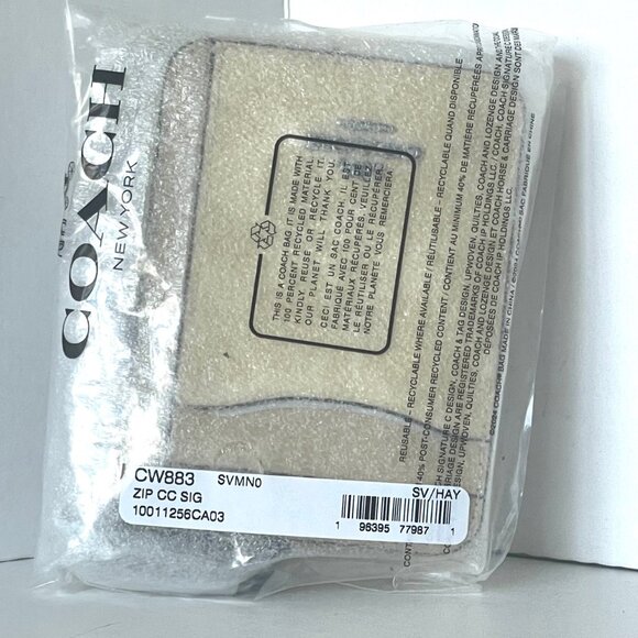 Coach Zip Card Case CW883 ID Wallet Yellow Signature Canvas Chain Strap ORGPKG - Picture 2 of 7